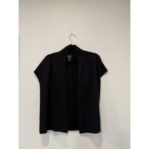 Eileen Fisher Wool Mohair Blend Open Front Cardigan Sweater Black Size Small